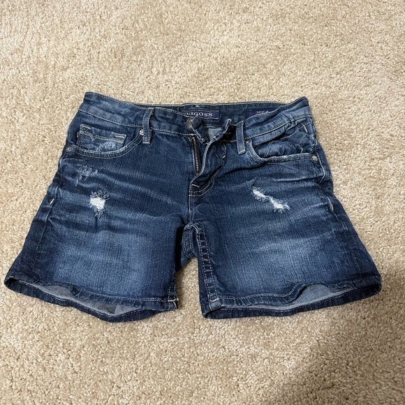 Vigoss Pants - VIGOSS dark blue distressed shorts size 25